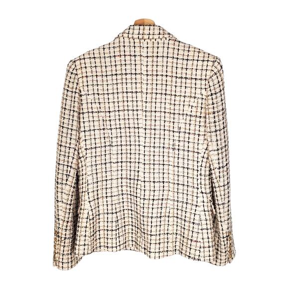 L'Agence Kenzie Blazer Tweed Double Breasted Gold Buttons Ivory Multi Size 8 - Picture 2 of 10